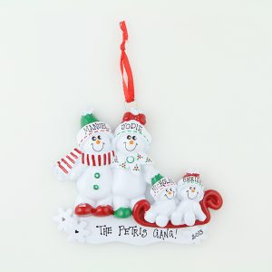 Snowman Sled Family of 4