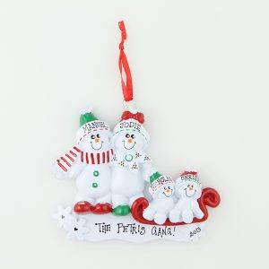 Snowman Sled Family of 4