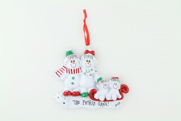 Snowman Sled Family of 4