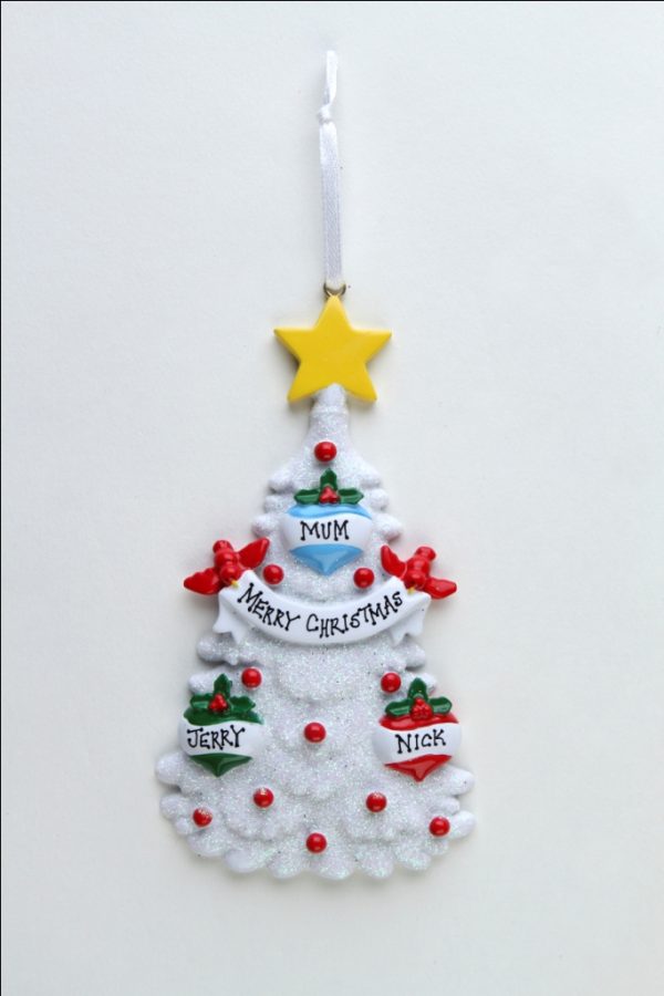 Glitter White Christmas Tree 3 Baubles