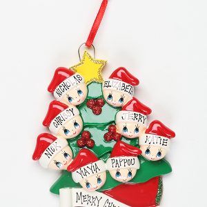 Christmas Tree with Gold Star - Family of 8