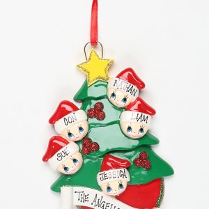 Christmas Tree with Gold Star - Family of 5