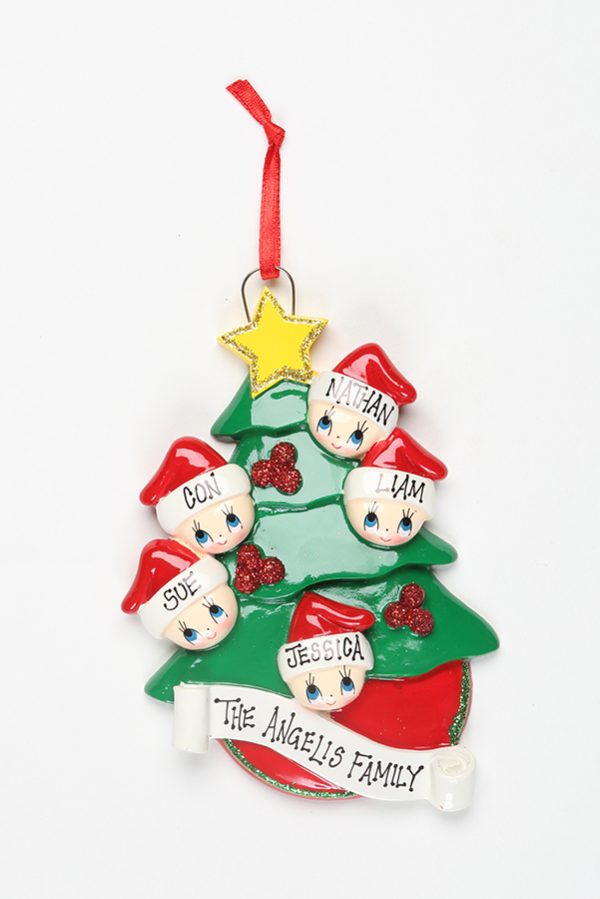 Christmas Tree with Gold Star - Family of 5