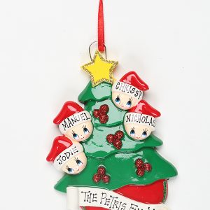 Christmas Tree with Gold Star - Family of 4