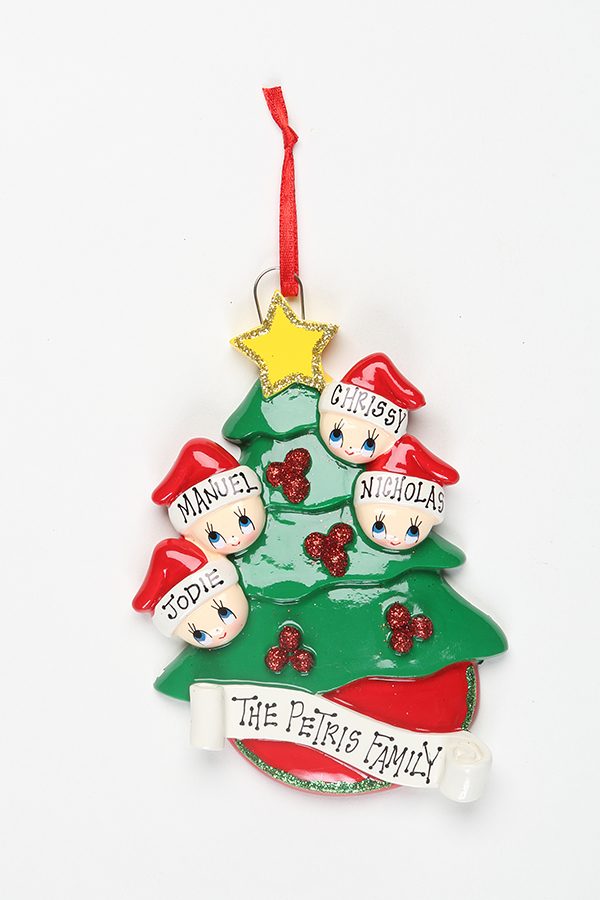 Christmas Tree with Gold Star - Family of 4