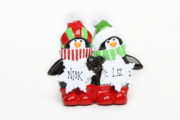 Penguin Snowflakes Tabletop - Couple