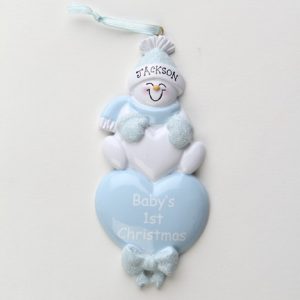 Snow Baby Boy Heart - Baby's 1st Christmas