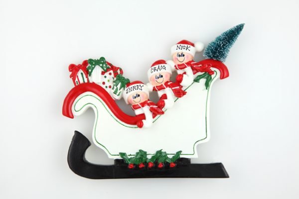 Santa Sleigh Tabletop – Family of 3