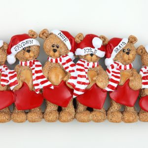 Santa Hat Teddy Bears Tabletop – Family of 6