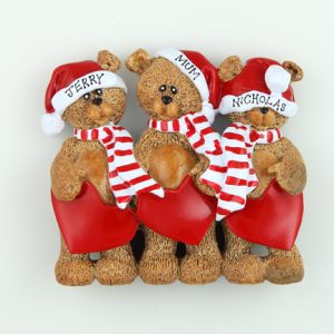 Santa Hats Teddy Bear Tabletop - Family of 3