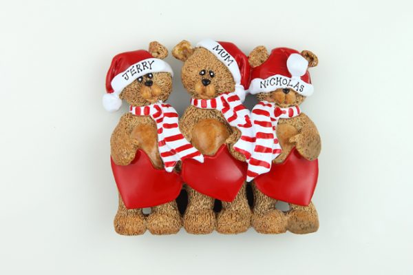 Santa Hats Teddy Bear Tabletop - Family of 3