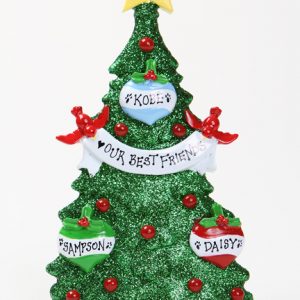 GREEN GLITTER CHRISTMAS TREE TABLETOP - FAMILY OF 3