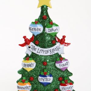 GREEN GLITTER CHRISTMAS TREE TABLETOP - FAMILY OF 7