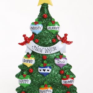 GREEN GLITTER CHRISTMAS TREE TABLETOP - FAMILY OF 8