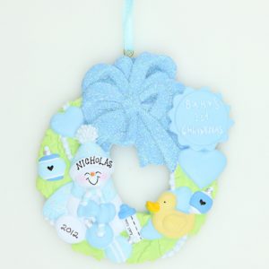 Baby’s 1st Christmas Wreath in Baby Blue