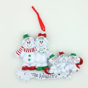 Snowman Sled Family of 5