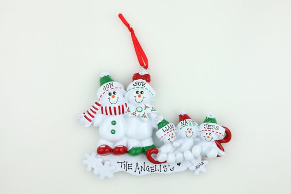 Snowman Sled Family of 5